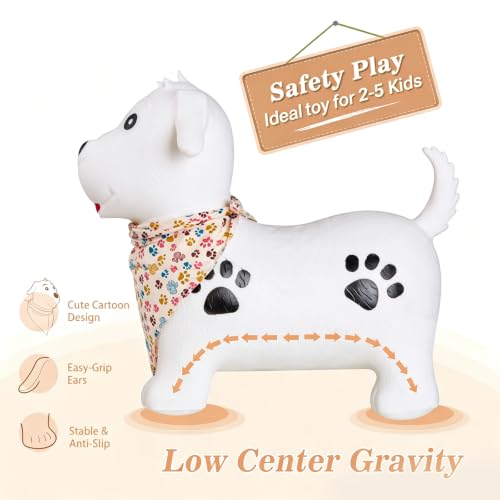 INPANY Bouncy Dog Hopper for 2-5 Boys, Toy, Pump Included - color: White Dog