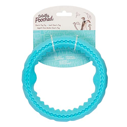 Messy Mutts Totally Pooched Chew n Tug Ring, 6.5 Inch, Teal