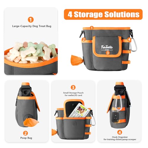 Dog Treat Pouch with Magnetic Closure for Pet Training - color: Dark Grey
