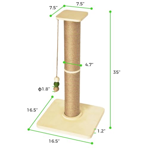 35" Tall Cat Scratching Post for Large Cats, 4.7'' Diameter