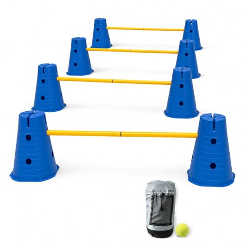 Dog Agility Equipment, 12-Inch Hurdle Set, 11.5 oz Weighted Cones - size: 12-Inch-Blue