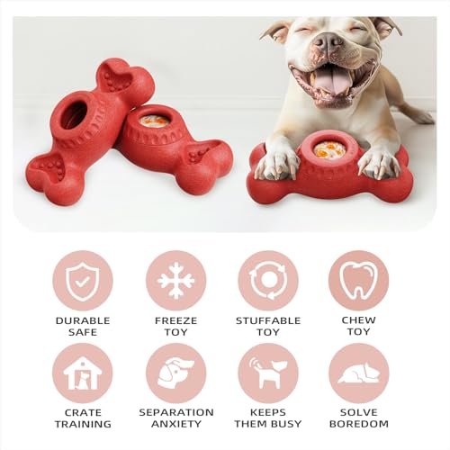 Frozen Dog Toy to Keep Them Busy, Though Dog Toys for Aggressive Chewers, Indestructible Dog Toy for Large Medium Small Breed, Chew Toys for Dogs Reduces Anxiety & Solve Boredom - color: Red