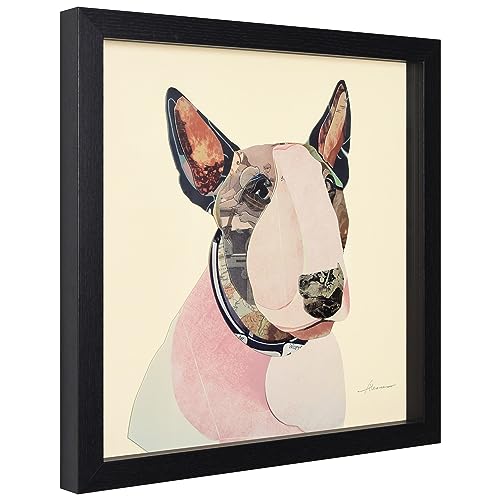 Empire Art Direct American Bull Terrier Dimensional Art Collage Hand Signed by Alex Zeng Framed Graphic Dog Wall Art, 17" x 17" x 1.4", Ready to Hang - color: Pink & Purple, size: 17"L x 17"W