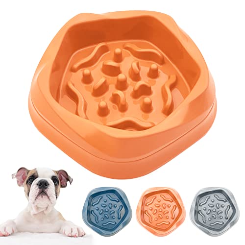 VANNON Slow Feeder Dog Bowls Non Slip Puppy Bowl Durable Dog Puzzle Feeder Bloat Stop Food Bowls for Puppy and Small Dogs, BPA Free, 2 Cups, Orange - color: F-Orange-Small-2Cups