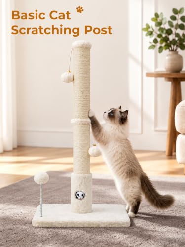 Woochpet Funny Cat Scratching Posts Sturdy Scratcher Posts 33'' Off White - color: Off White, size: 33‘’