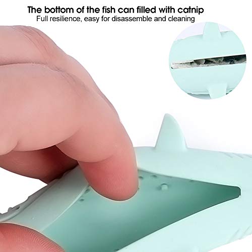 VINGVO Cat Teeth Cleaning Toy, Cat Teething Toys Silicone Molar Stick Catnip Toys Cat Toothbrush Cat Fish Shape Toothbrush with Catnip Chew Bite Teeth Cleaning Toy for Cats Kitten Kitty