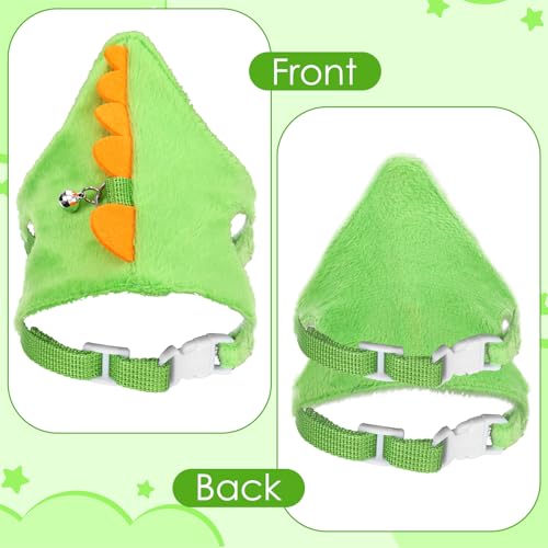 Ferret Harness and Leash Set Small Animals Vest Harness with Safe Bell Dinosaur Shaped Leash Set for Baby Rabbit Guinea Pig Teacup Chihuahua Mouse and Other Small Pet - color: Green