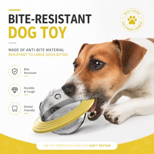 UFO Shape Dog Slow Feeder Toy, Interactive Treat Dispensing Puzzle Bowl for Dogs (Blue) - color: Blue