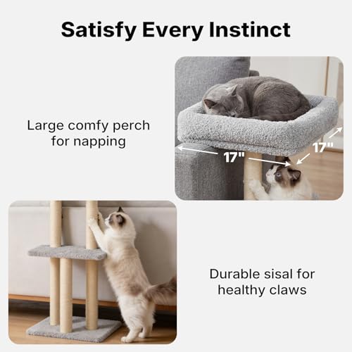 Veehoo Cat Perch with Cat Scratching Post, Couch Corner Protector for Cats