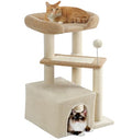 Made4Pets Cat Tree, Carpet Cat Tower Grey for Indoors Cats, Cute Wood Kitty Condo with Scratching Post and Pad, 29" Multi-Level Modern Activity Climbing Furniture for Small and Medium Cats - color: Buff Yellow