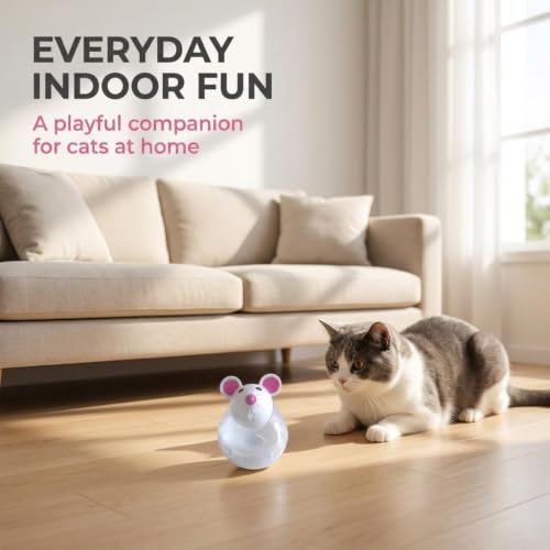 White Interactive Toys for Cats, Cat Food Balls Slow Feeder Mice Shaped Tumbler, Pet Kitten Mouse Shape, Food Storage Dispenser, Feeder, for Indoor and Kitten Exercise