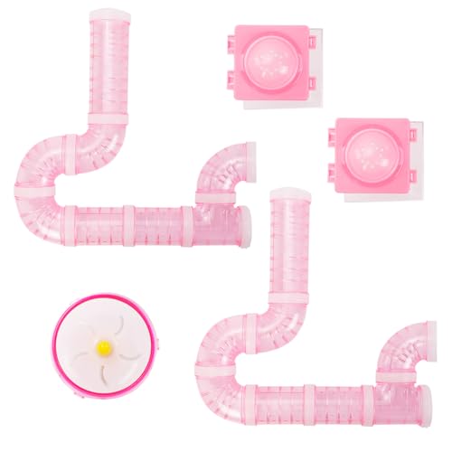 2 Hamster Tubes Kits, DIY Hamster Tunnel Adventure External Pipe - color: Pink