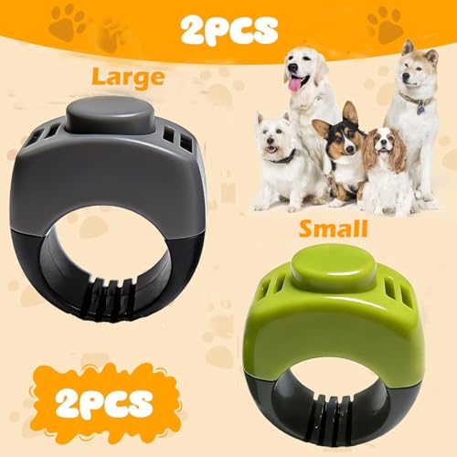The Set of Easy Clicking Finger Ring Clicker Included Large and Small 2 Sizes,Dog clicker Trainer Suitable for Dogs Cats Horses traing Allowing Effective Versatile Training (2pcs Grey+Green) - color: 2pcs Grey+Green
