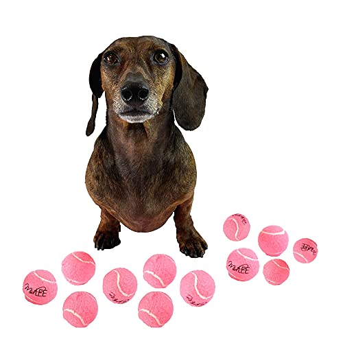 Midlee Pink 1.5" Mini Squeaky Dog Tennis Balls- Set of 12