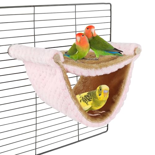 BWOGUE Bird Nest Bed Hanging Hammock, Parakeet Bed for Cage, Cockatiel Bed - color: Pink, size: Medium (9"x7.2")