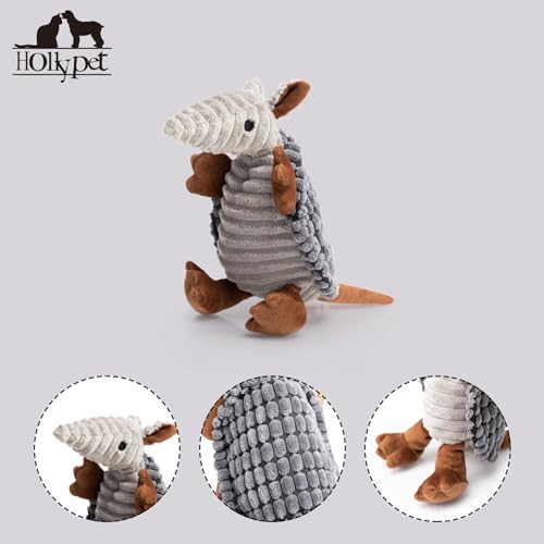Hollypet Armadillo Squeaky Puppy Dog Toys for Small Medium Dogs, 8" - color: Dark Gray, size: 8 IN