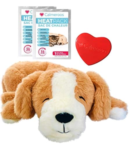 Plush Heartbeat Toy - Calming Anxiety Relief Toys for Puppies and Kittens - Heartbeat in a Soft Comforting Pet Plush for Dogs and Cats (Brown) - color: Brown