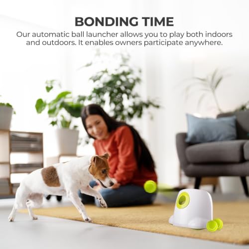 ALL FOR PAWS Automatic Dog Ball Launcher, Interactive Fetch Toy for Small to Medium Dogs, Pet Thrower Machine for Indoor & Outdoor Play, 3 Pcs 2-Inch Balls Included - size: 2-inch ball launcher