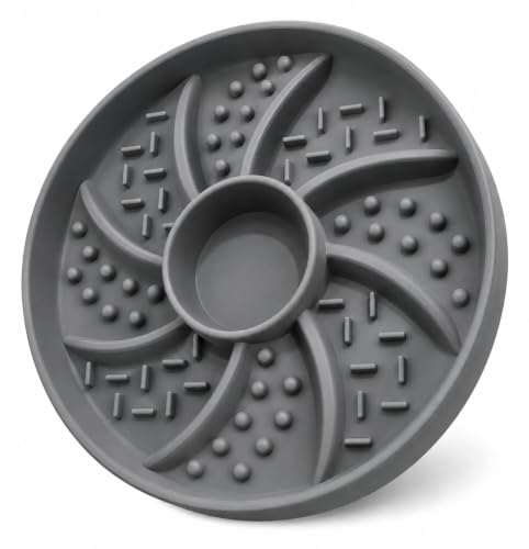 Slow Feeder Dog Bowl Silicone Suction Cup Anti Spill Dogs Cats Grey - color: Grey