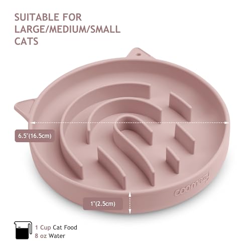 Coomazy Slow Feeder Cat Bowl Silicone Pet Puzzle Feeder for Slow Eating - color: Pink