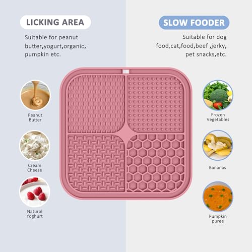 ChefAide 2 Pack Lick Mat for Dogs, Cats & Puppies with Suction Cups - color: Pink Berry