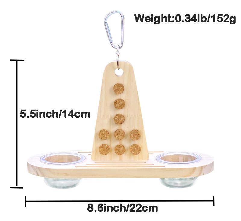 Bird Feeding Dish 2pcs Cups Bowl Clamp Holder Coop Cup, with Foraging Smart Toy 9pcs Soft Corks for Small to Regular Size Parrot Cockatiel Birds