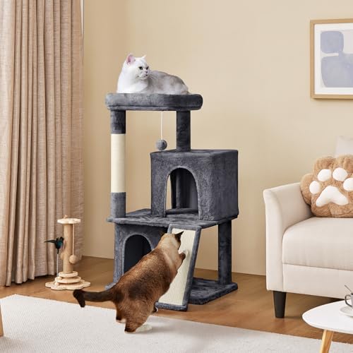 Yaheetech 42in Cat Tree Tower with Large Perch for Senior Kittens - color: Dark Gray, size: 42in