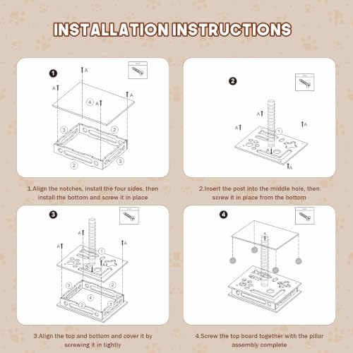 Cat Nail File Box, Solid Wood Cat Scratcher with Sandpaper & Enrichment Toy