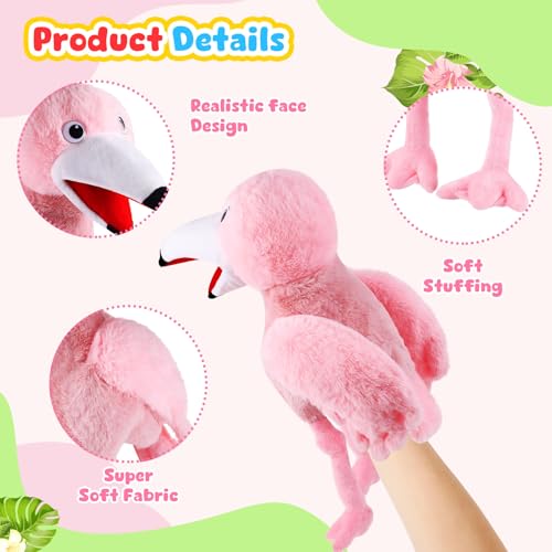 Animal Hand Puppets 11 Inch Bird Plush Toucan Owl Eagle Parrot Flamingo Peacock Puppet Toys Role-Play Puppets for Kids Storytelling Imaginative Pretend Play Teaching Preschool(Flamingo) - style: Flamingo