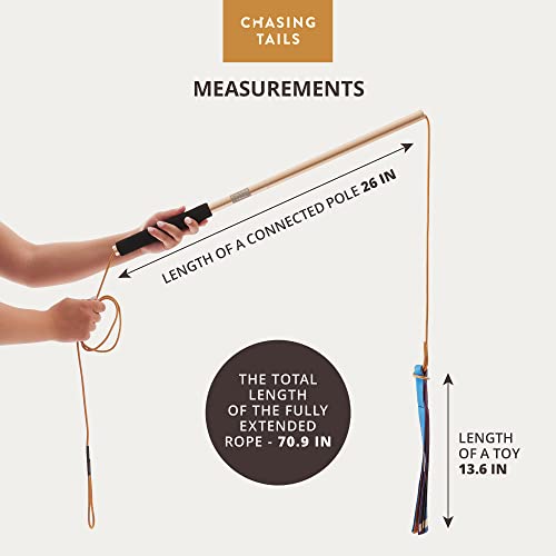 Chasing Tails Flirt Pole for Small Dogs - 26 Inch with 70 Inch Rope and Two Toys -Interactive Play Equipment for Small and Medium Breeds - Durable and Fun Exercise Tool for Active Pets - size: Pole - 26 Inch