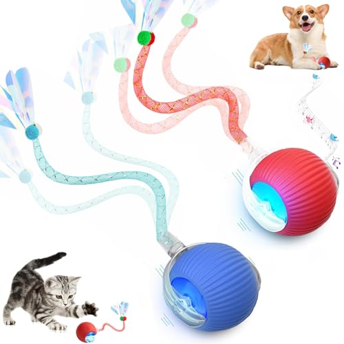 2 Packs Speed 2.0 Tail Interactive Cat Toys for Indoor Cats, Moving Cat Toy - color: Red+Blue