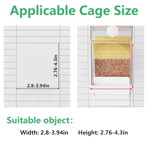 Hamiledyi 2Pcs Automatic Birds Feeder No Mess Bird Cage Feeder Transparent Acrylic Parrot Seed Food Container with Perch Bird Cage Accessories for Parakeet Finch Lovebirds Budgies Canary (White) - color: White Transparent - 2
