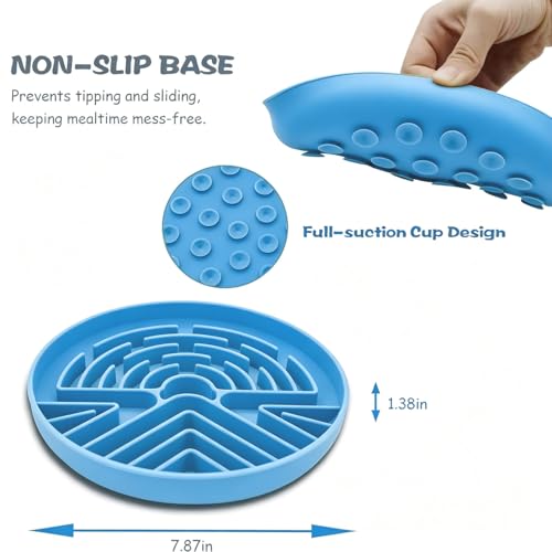 Slow Feeder Dog Bowl for Large & Small Pets, Anti Choking Puzzle Dog Food Bowl with Non-Slip Base, Interactive Pet Slow Eating, Silicone Cat Feeder for Puppies Dogs Cats - color: Blue