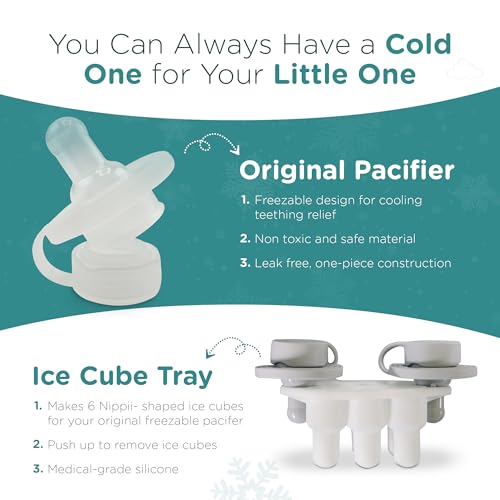 Nippii Freezable Pacifier & Ice Cube Tray, Baby Teether Toys 0-9 Months