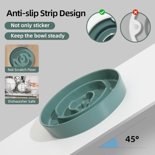 Havniva Ceramic Slow Feeder Dog Bowls, 8.3 in Slow Feeder for Medium Breed - color: Dark Green