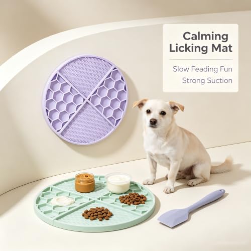 2 Pack Dog Cat Lick Mat, BPA Free Silicone Honeycomb Suction Cups