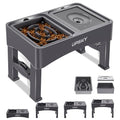 UPSKY 2-in-1 Elevated Dog Bowls Set with 4 Height Adjustable Stand, Gray - color: A-Water Bowl+Slow Feeder (Grey)