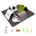 Cat Tunnel Mat for Indoor,4-Way Felt Cats Play Mat Cat Cave for Hide & Seek - color: Dark Gray