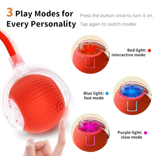 Cat Toys for Indoor Cats Smart Automatic Ball Moving Chase Dogs Toy, Red - color: A1-Red