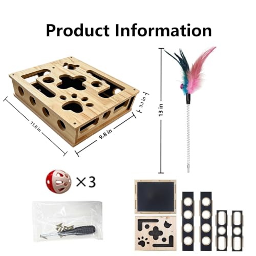 Cat Puzzle Toy,Cat Scratch Puzzle Enrichment Box,Cat Nail File Scratcher,Porous Design,Stimulate Cats Exploratory &Slow Down Eat Speed,Built in Frosted Paper,Polish Their Nail While Play - color: Style 4