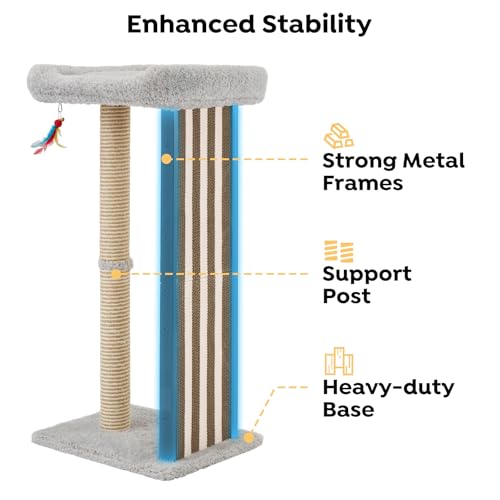 Veehoo 35" Tall Cat Scratching Post for Indoor Cats, Sturdy Cat Scratch Pad