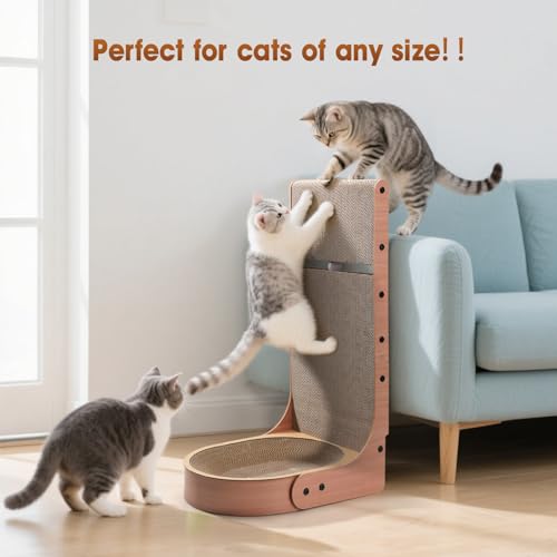 Cat Scratcher, 2 in 1 L Shape Wall Mounted Scratch Pad with Cat Bed Bowl