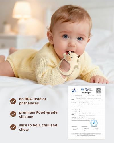 ChooKaChoo 2 Pack Baby Teething Toy for Over 3 Months, Food Grade Silicone Teething Mitten, Anti Dropping Wrist Hand Teethers Baby Chew Toys for Sucking Needs, BPA Free (MooMoo Cow) - color: MooMoo Cow