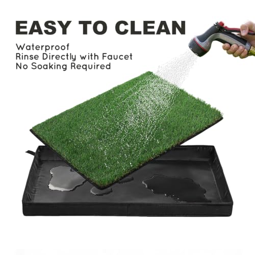 HQ4US 4LEGS Dog Grass Pad with Dog Litter Box, Foldable X-Large Liner Base - size: X-Large for Dog＜ 38" Length