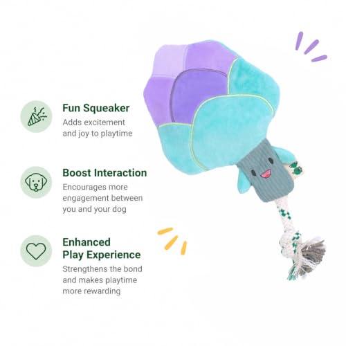 Green Sheep Interactive Plush Dog Toy, No Stuffing Squeaky Toy with Recycled Cotton Rope for Medium to Large Dogs, Chew Toy, Asparagus - color: Asparagus（M）