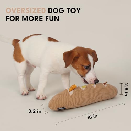 CHEWFFON Interactive Dog Snuffle Toy, Enrichment Squeaky Toy for Boredom - style: Baguette