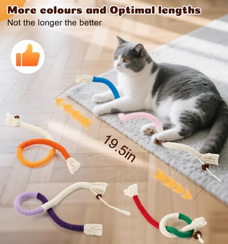 Cat Chew Ropes 4Pcs, Safe Cat Chew Toys for Indoor Cats with Catnip