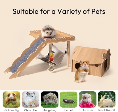 3-in-1 Guinea Pig Hideout, Large Wooden Guinea Pig House