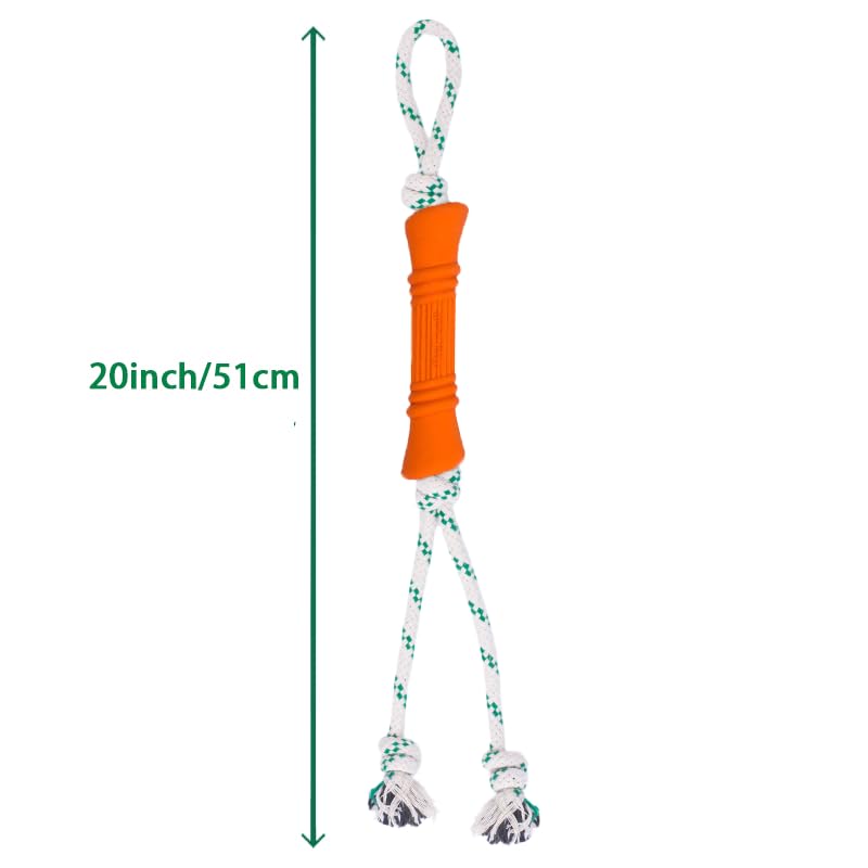 Green Sheep Tug & Enrichment Dog Toy, Interactive Rope Bone Toy with Removable Cotton Rope, Treat Dispensing Natural Rubber Dental Chew Toy for Medium and Large Dogs, Orange - color: Orange Bone With Rope