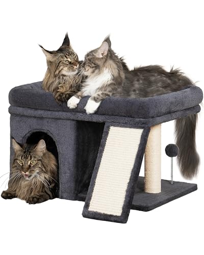 Aechonow XL Cat Tree Tower for Large Adult Cats 20 lbs+, 23x15.7 Perch Bed - color: XL—14''Dark Grey
